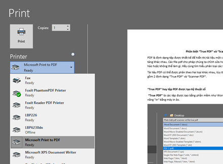 Tệp “True Pdf” Được Tạo Bằng Máy In Ảo Trên Word